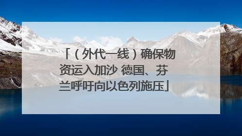 （外代一线）确保物资运入加沙 德国、芬兰呼吁向以色列施压